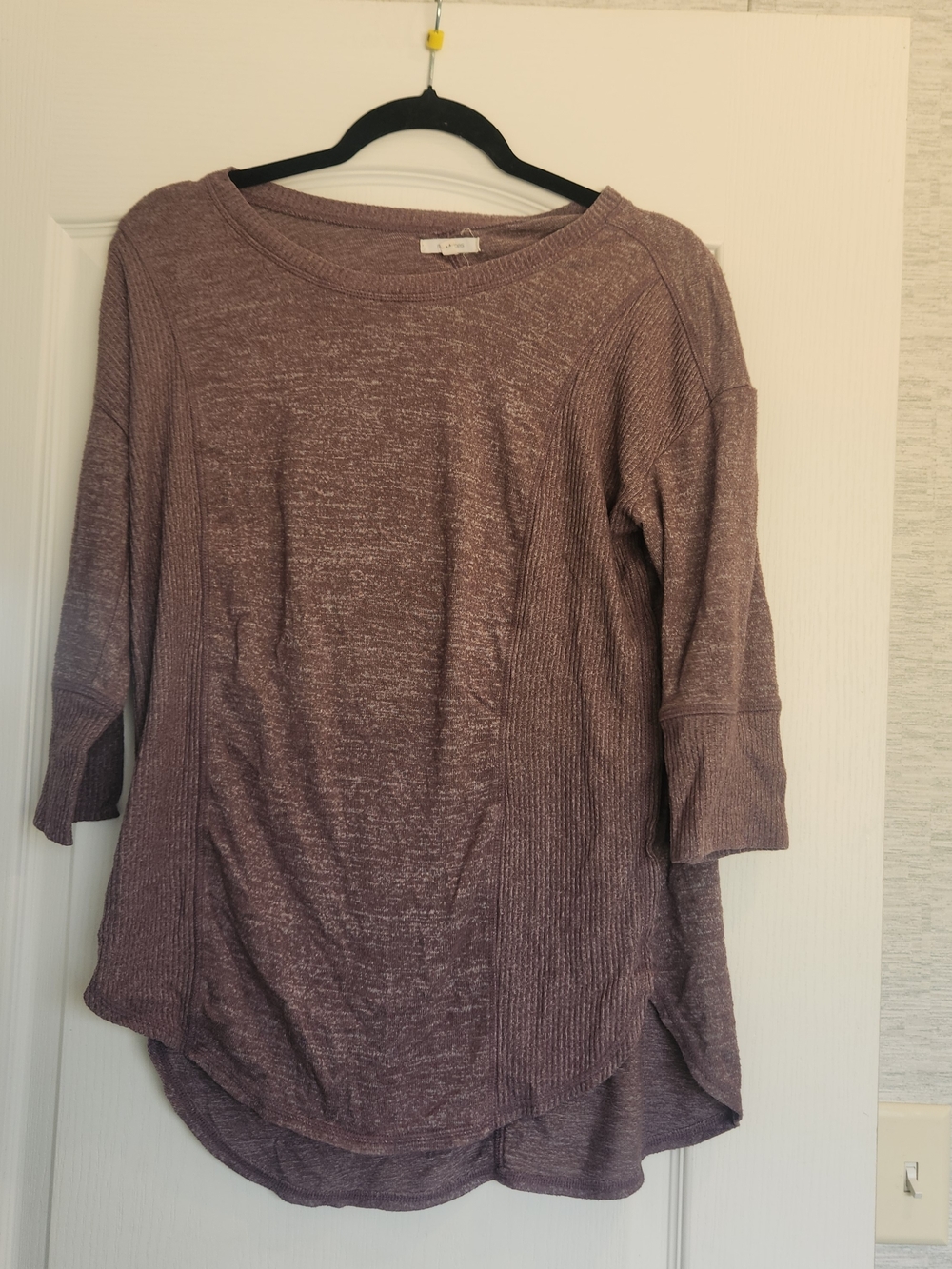 Maurices Brown Ribbed-Panel Knit Tunic Top M Euc